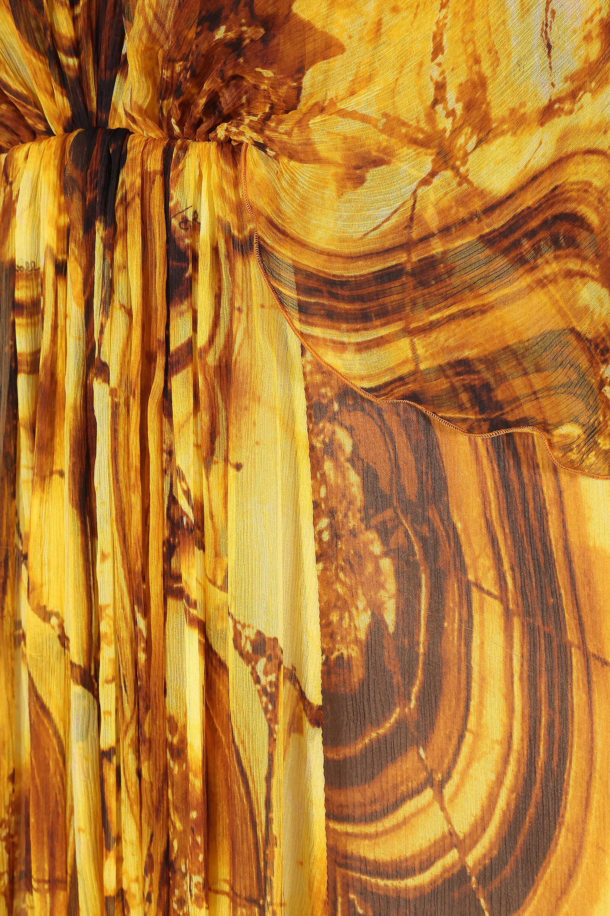 RC Caftan Dress in Silk with Amber Print Yellow VKT140-CKP74