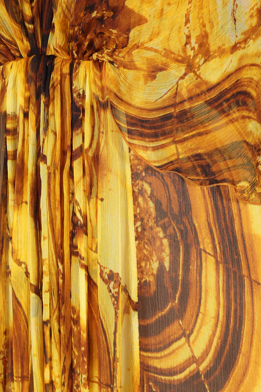 RC Caftan Dress in Silk with Amber Print RC Caftan Dress in Silk with Amber Print Yellow VKT140-CKP74