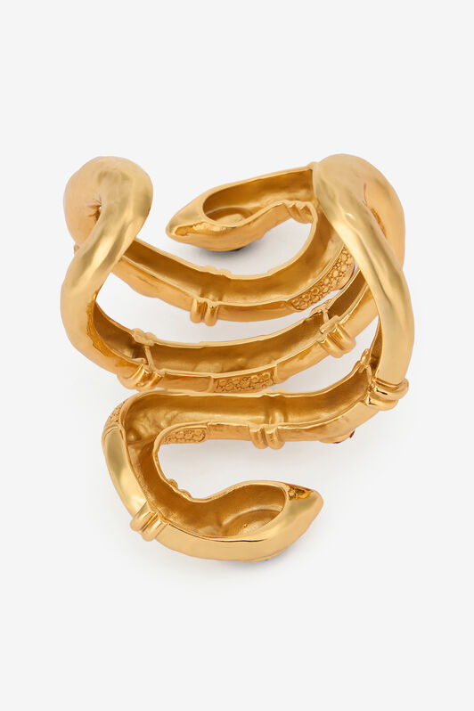 RC Gold Rigid Bracelet with Black and Ruby Stones ORO/NERO/RUBINO VWG001-AM081