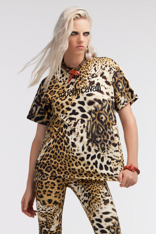 RC T-shirt with Jaguar Skin print Light Brown SKT61B-3PG34