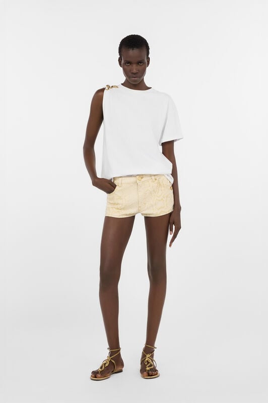 RC Micro Shorts Bianchi Con Motivo Python Dorato RC Micro Shorts Bianchi Con Motivo Python Dorato GOLD/WHITE WWJ207-DZS32