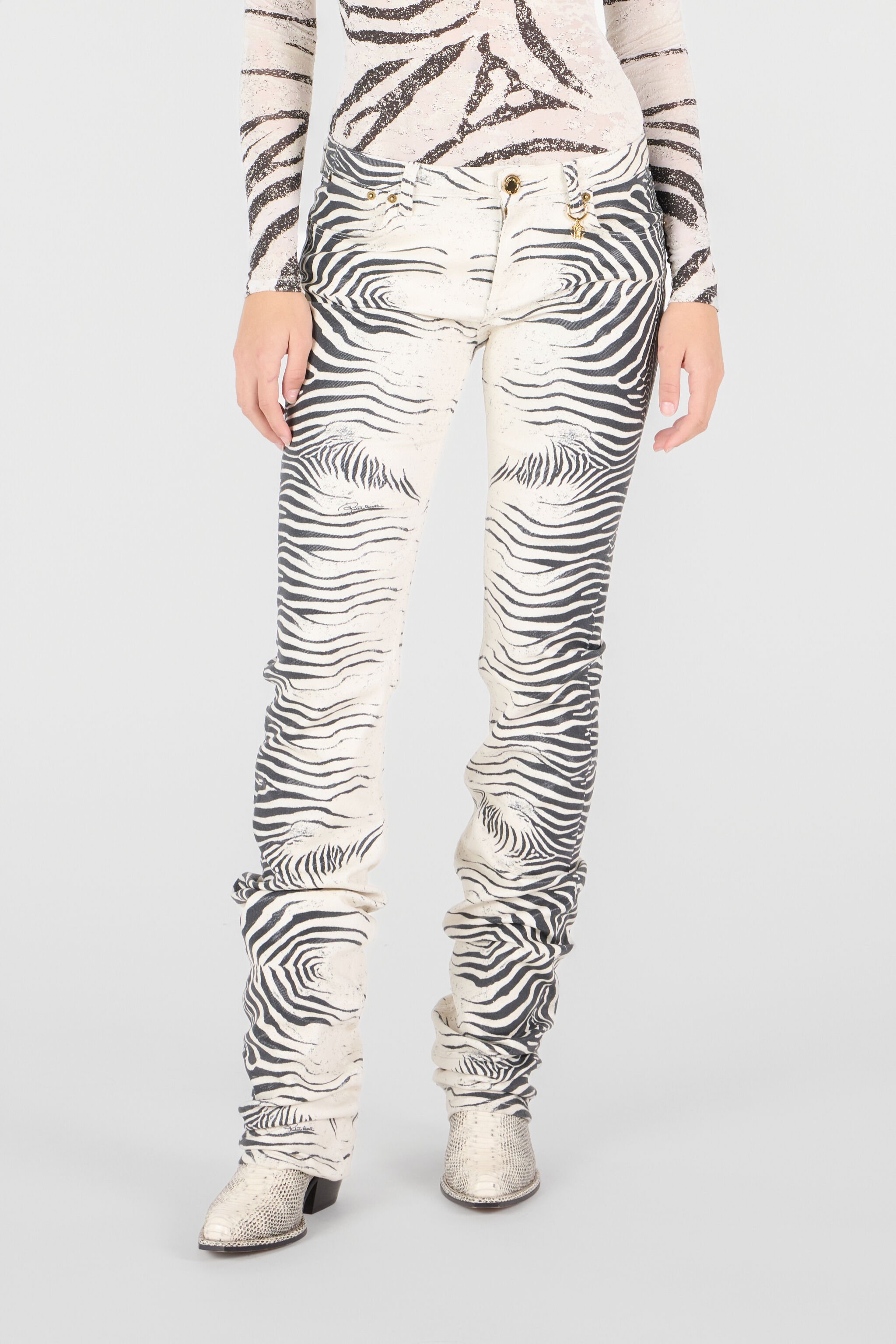 RC Pants With White Tigress Print Black/White UKJ220-DAN49