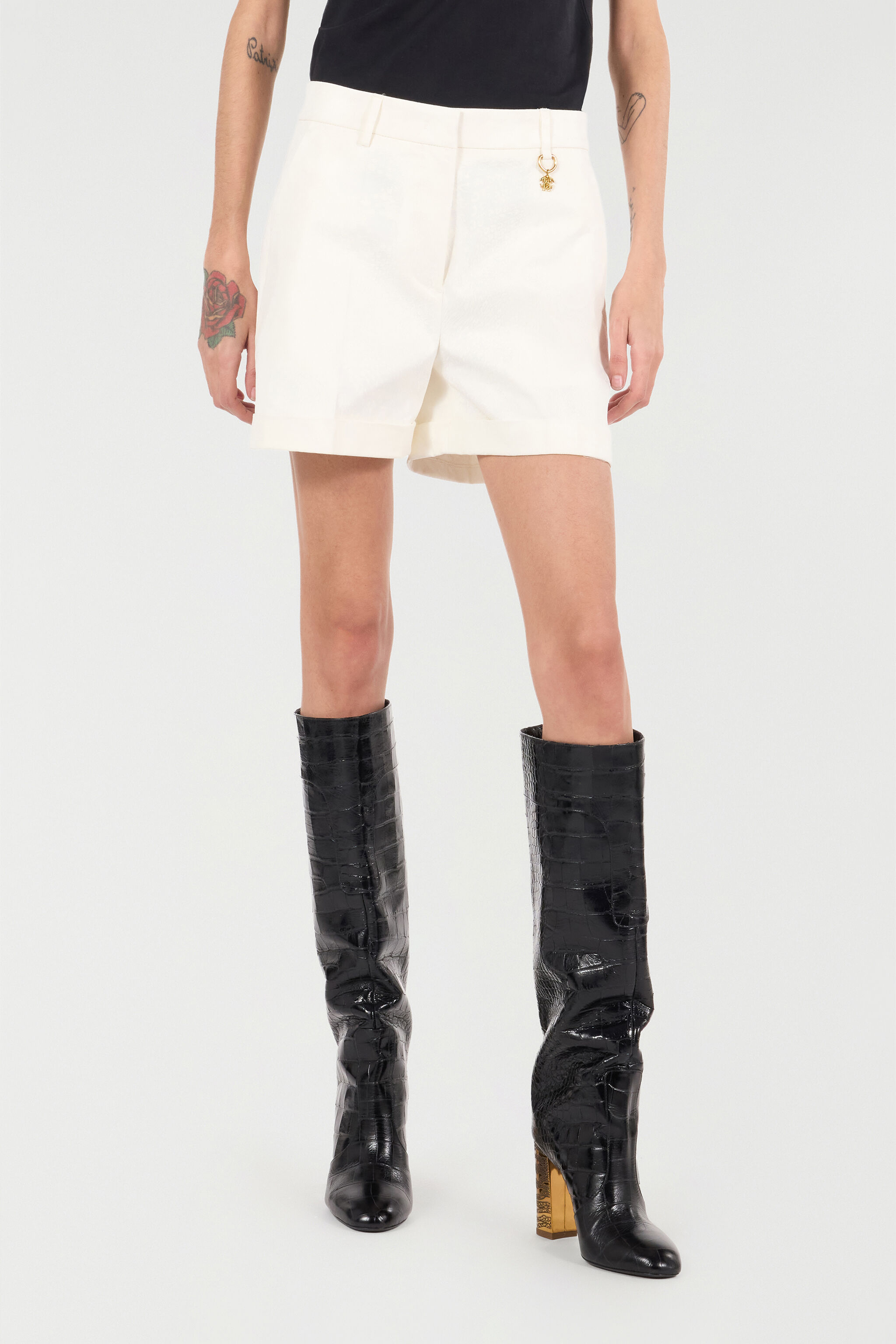 RC Solid-Color Python-Print Shorts White UKT214-4NN53