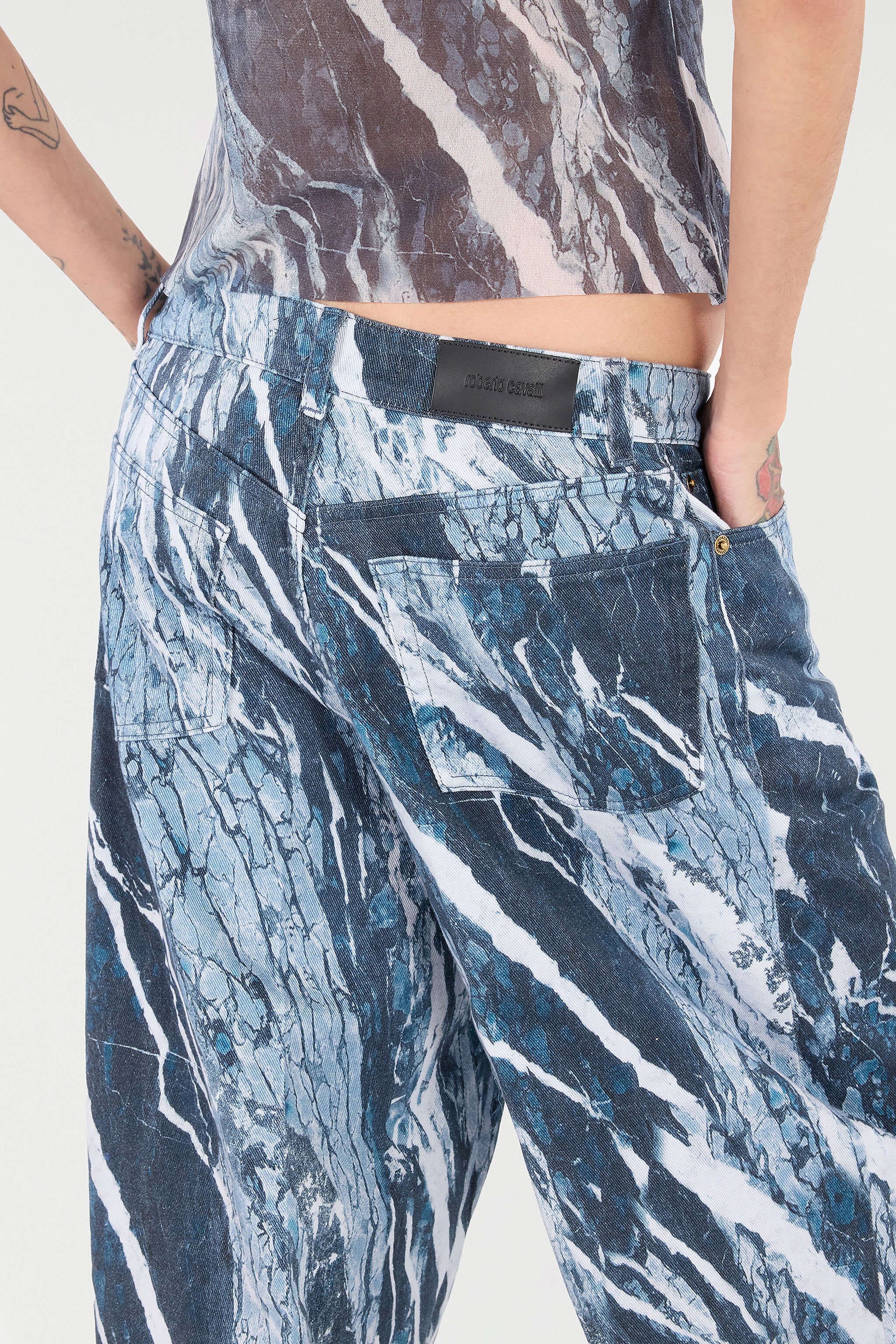 RC Marble Palazzo Pants Dark blue UKJ207-DAN22