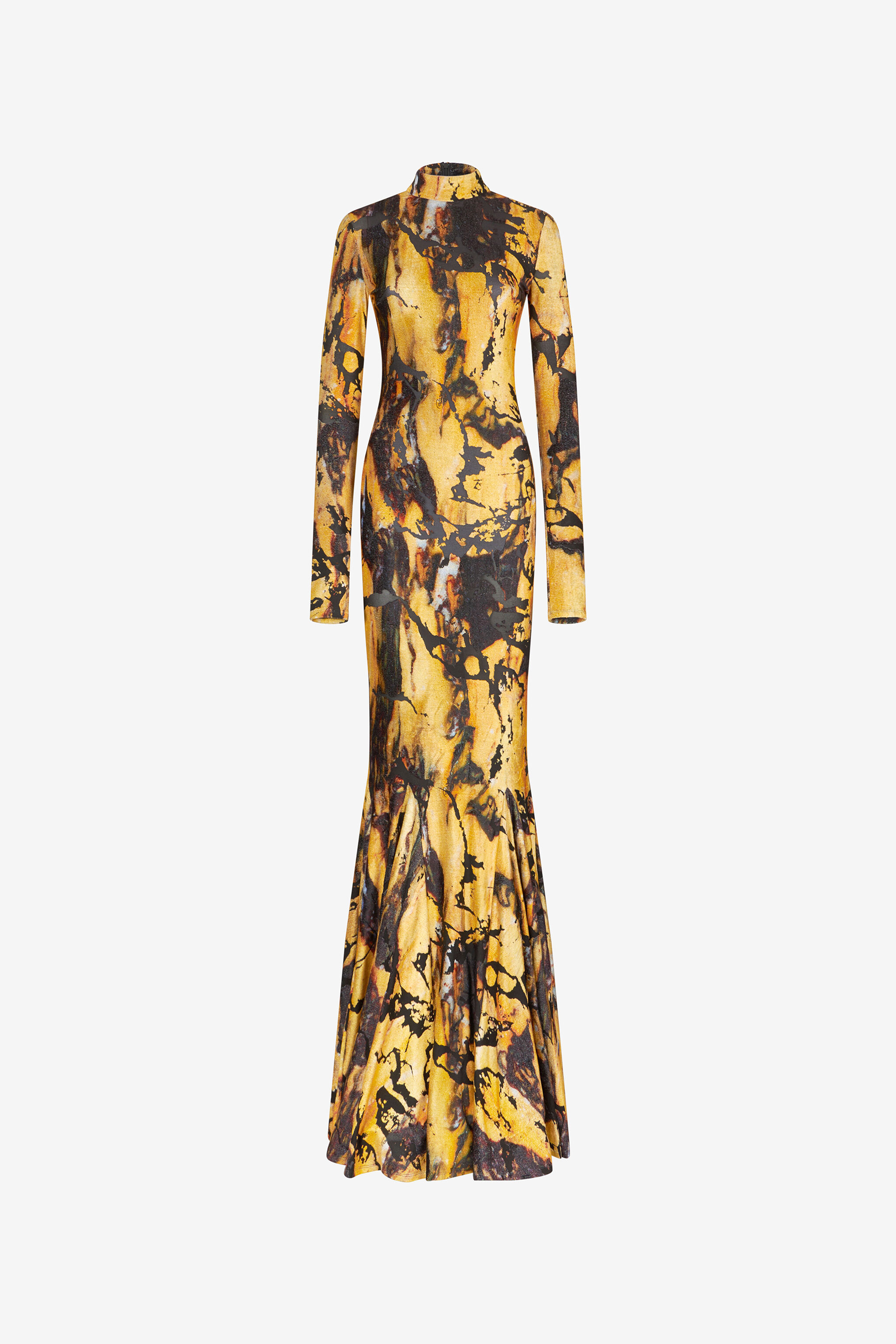 RC Long dress with Marble print Yellow TWT116-CPN21