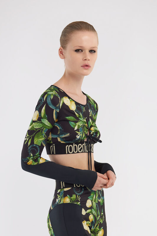 RC Crop top Lemon print Black SKT65A-LNI89