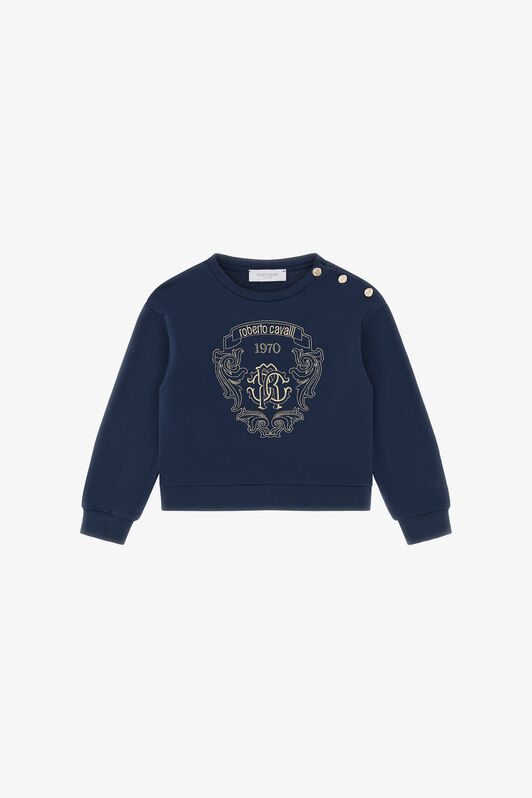 JU Sweatshirt With Golden Crest Blue TJT68I-CF050