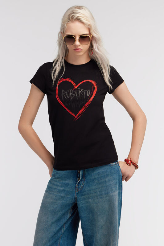 RC Heart and Logo t-shirt Black SKT60A-JD061