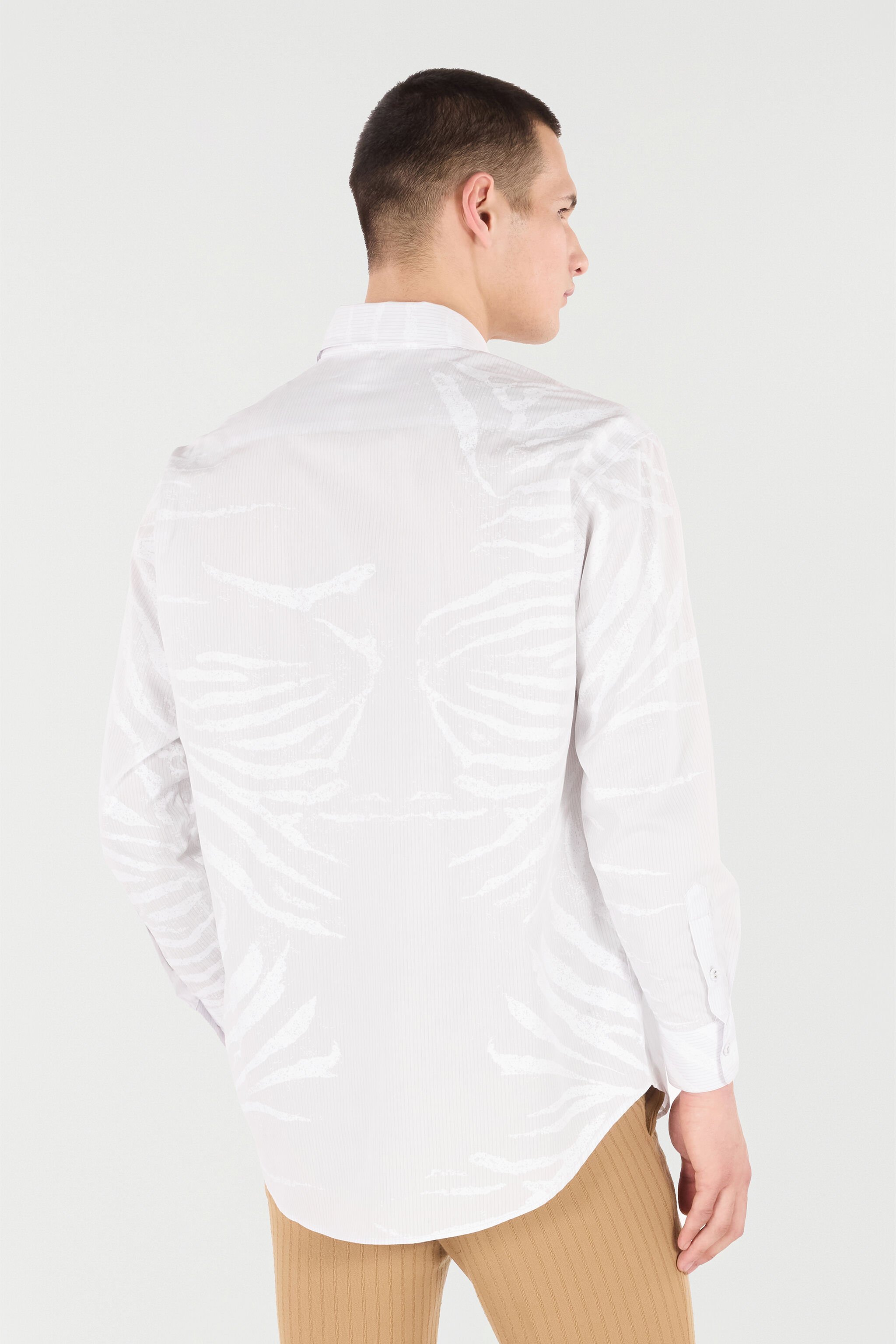 RC Silk Shirt With Tiger Skin Print White URT720-CH105