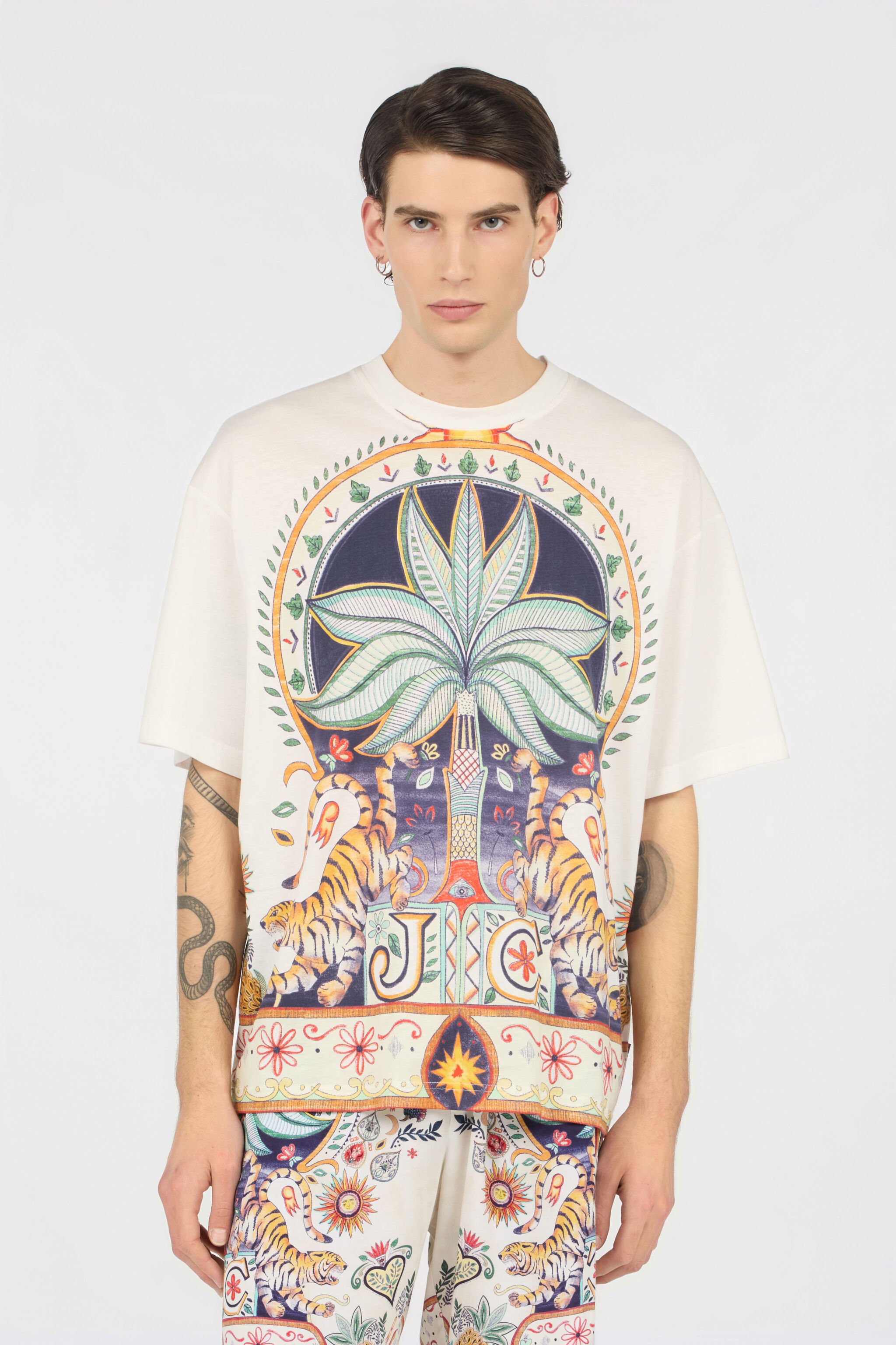 JC T-Shirt mit Tropical Garden-Print OFF WHITE WFT062-WF092