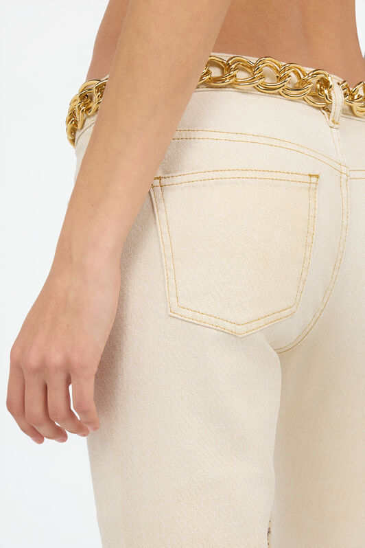 RC Ivory flared jeans with gold animal-print detailing IVORY/GOLD WWJ204-DE017