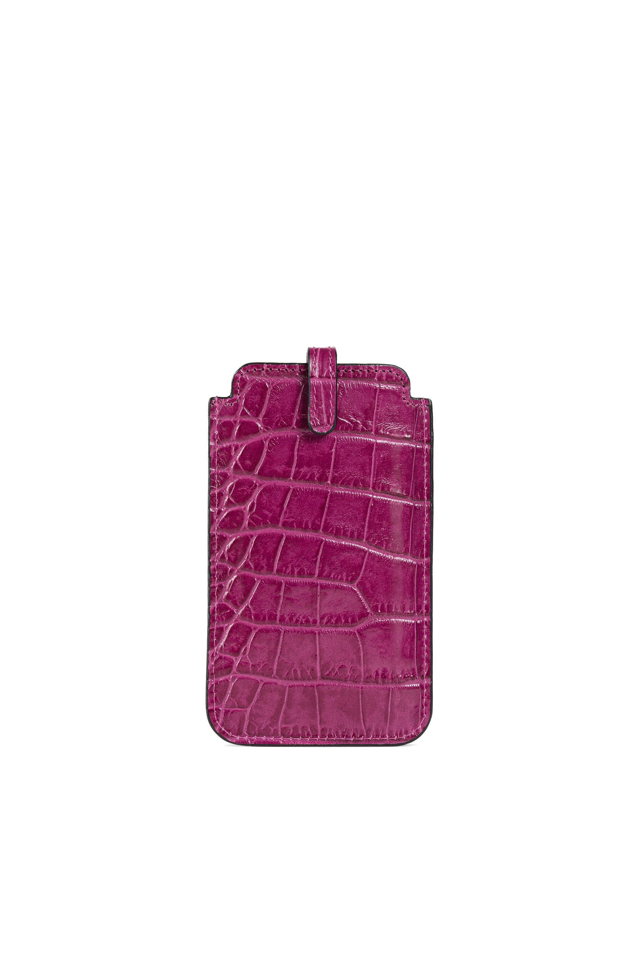 CL Panther Head Croc-Embossed Phone Case FUXIA YDLPF0-#0000