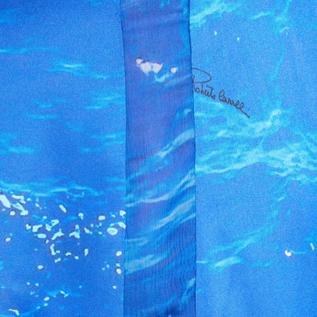 RC Seidenkleid Stretto di Messina Print Blau UWT115-RYN94