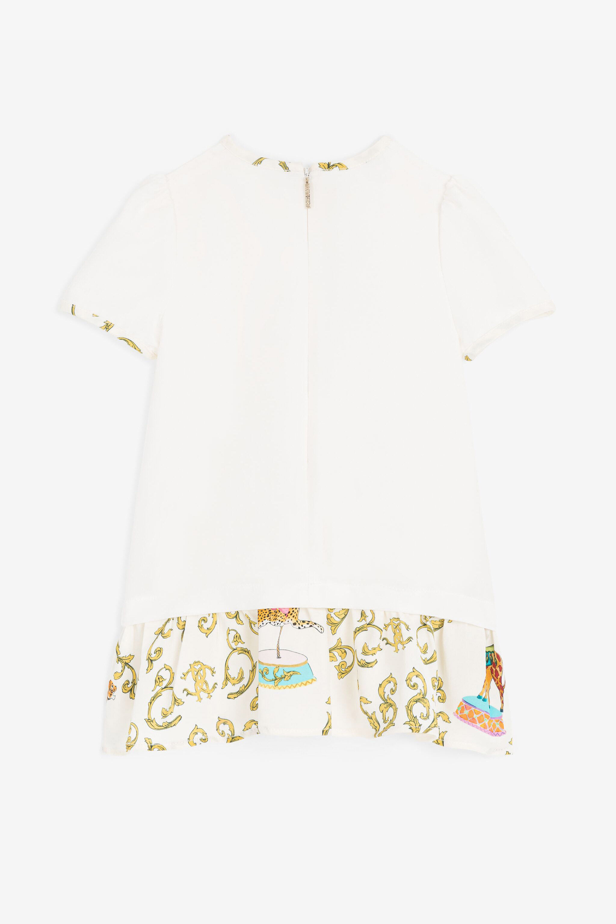 JU Robe en soie à broderie RC Monogram Blanc RJT111-FL002