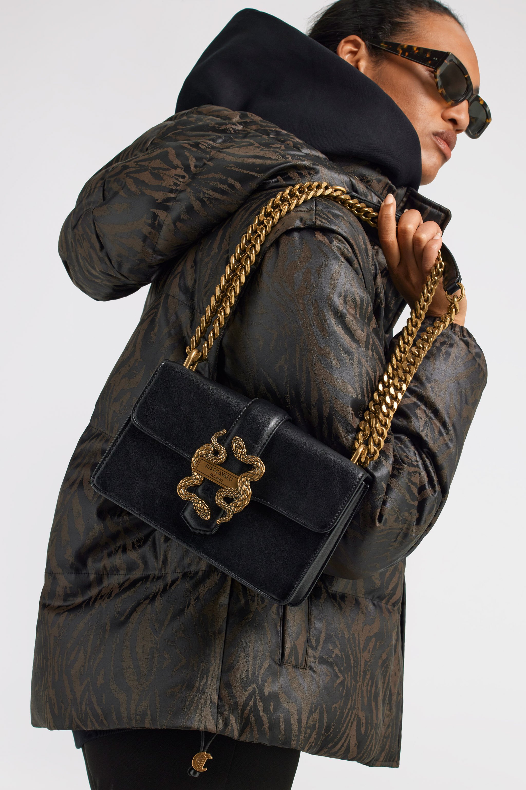 JC Just Cavalli Shoulder Bag Negro TFB029-TF394