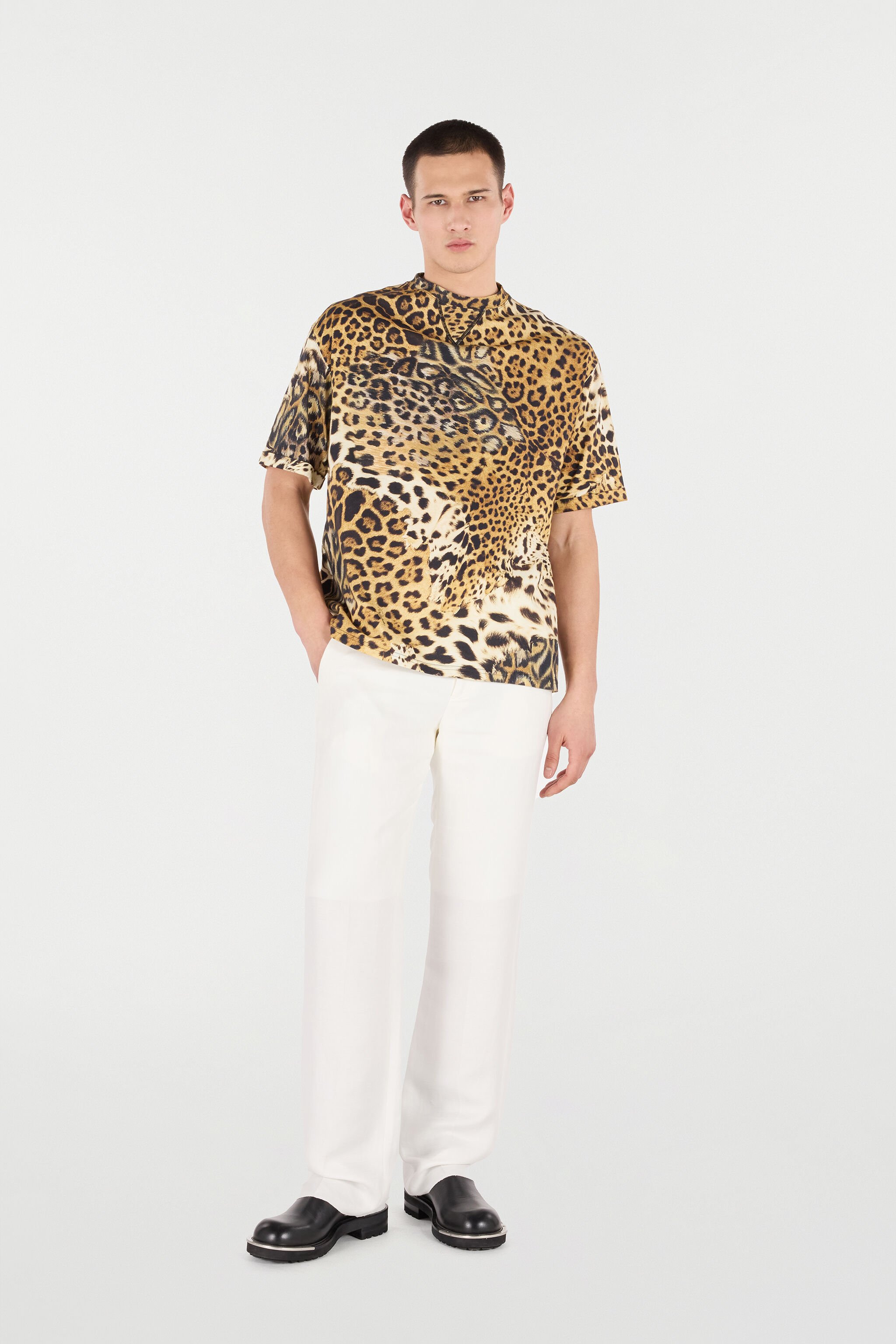 RC Cotton T-Shirt with Animal Print Light brown VRT62B-3PH91