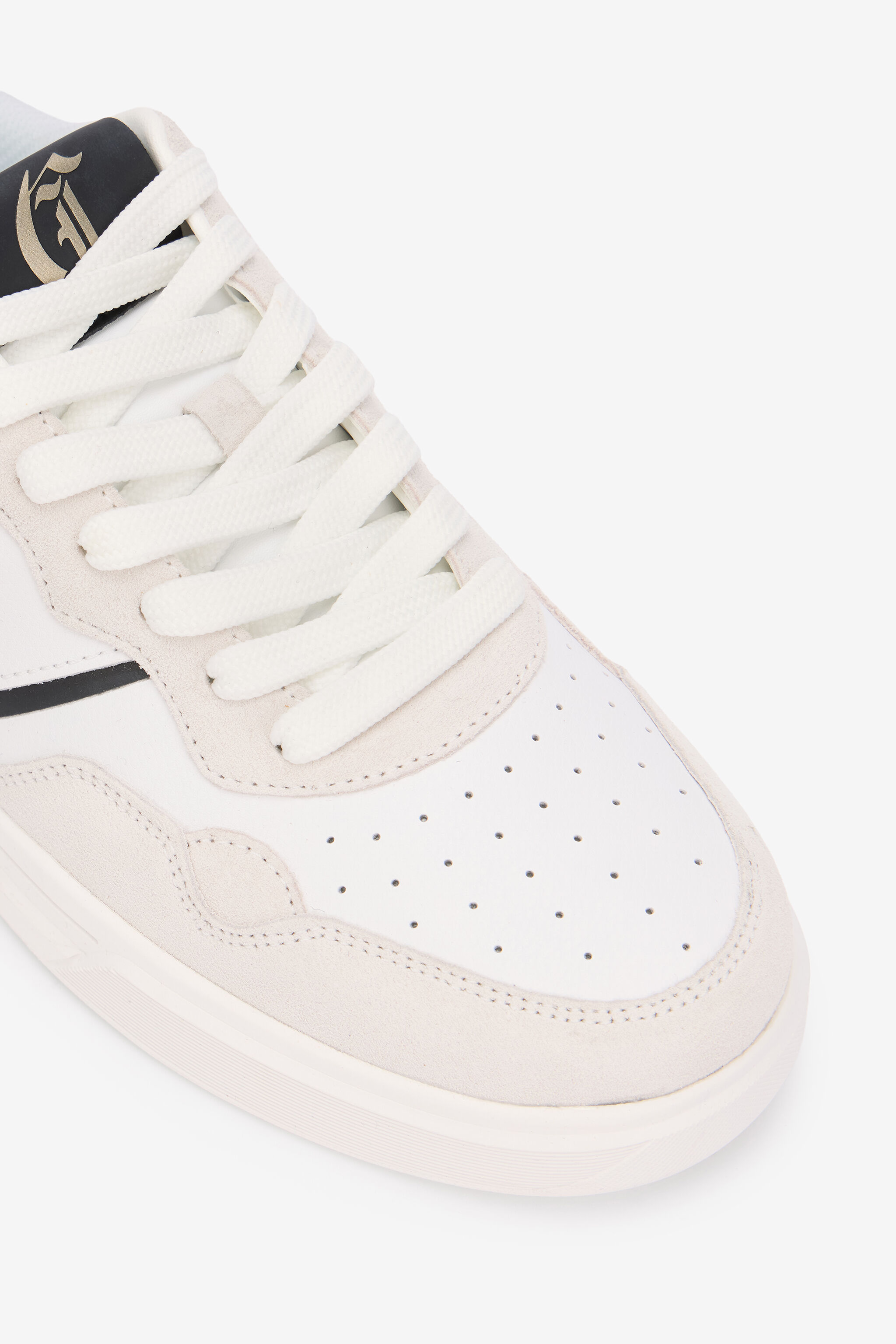 JC Baskets Blanches en Cuir avec Empiècements en Daim WHITE UFS016-UF291