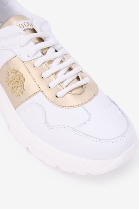 RC White Running Shoes With Gold Monogram RC RC White Running Shoes With Gold Monogram RC MILKY WHITE/SILVER QOS01H-PZO15