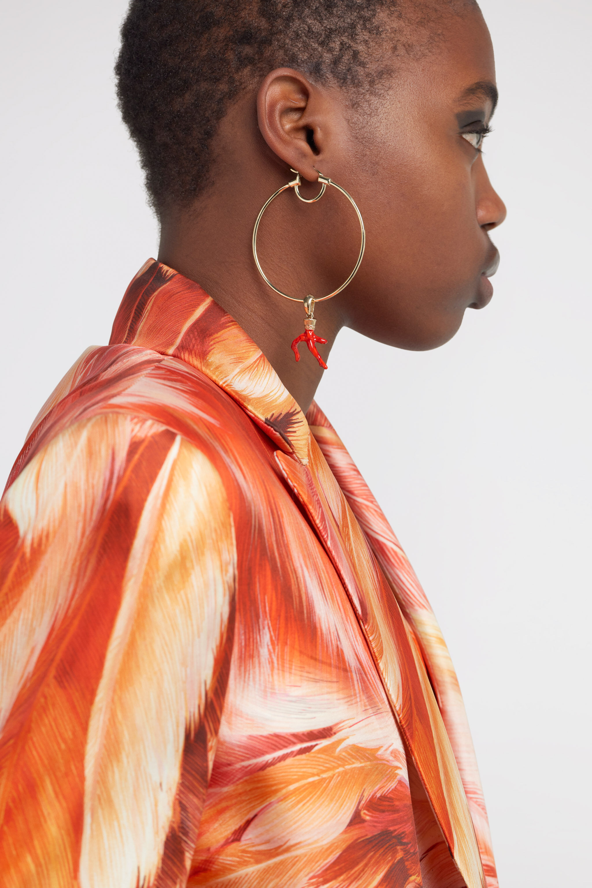 RC Earrings with coral Rojo SWG003-AM021