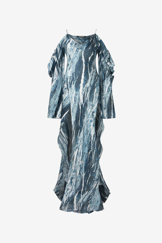 RC Fließendes Kleid mit Print Marble Dunkelblau UKT117-CTN22