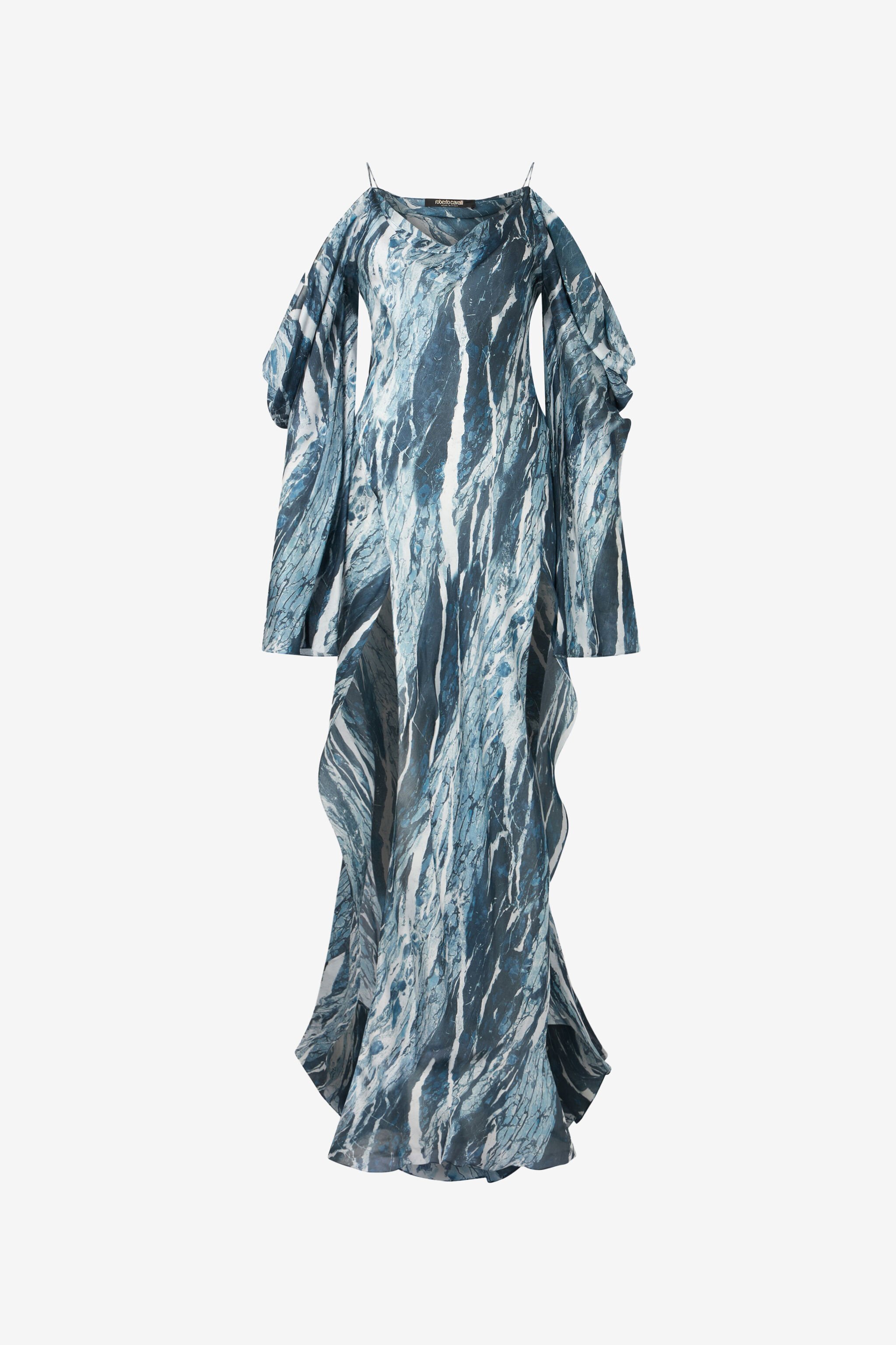 RC Fließendes Kleid mit Print Marble Dunkelblau UKT117-CTN22