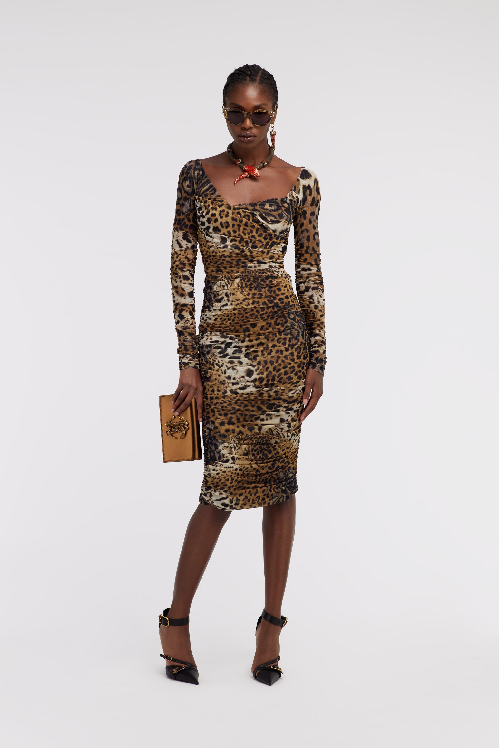 RC Stretch Jaguar Skin print dress Marron SKT140-6HG34