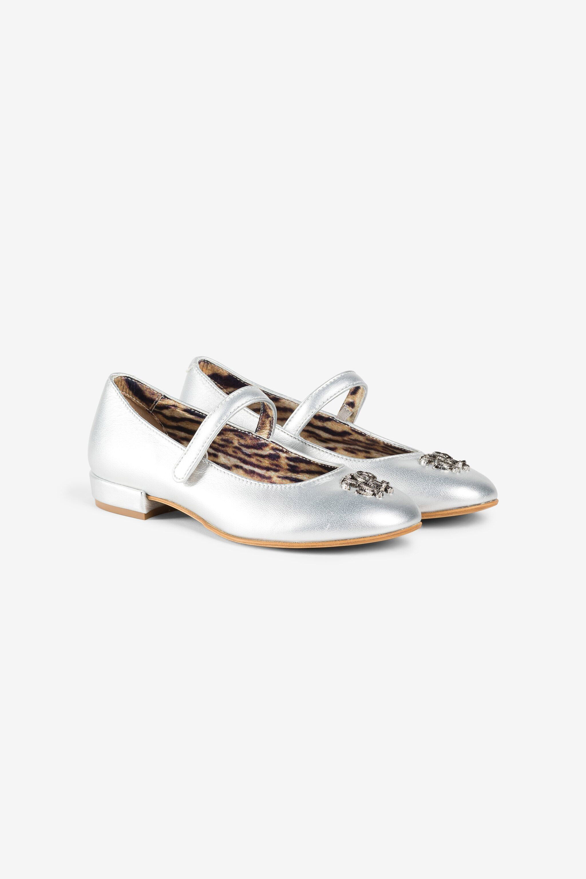 JU Ballerine con placca logo ARGENTO PJS047-PM243