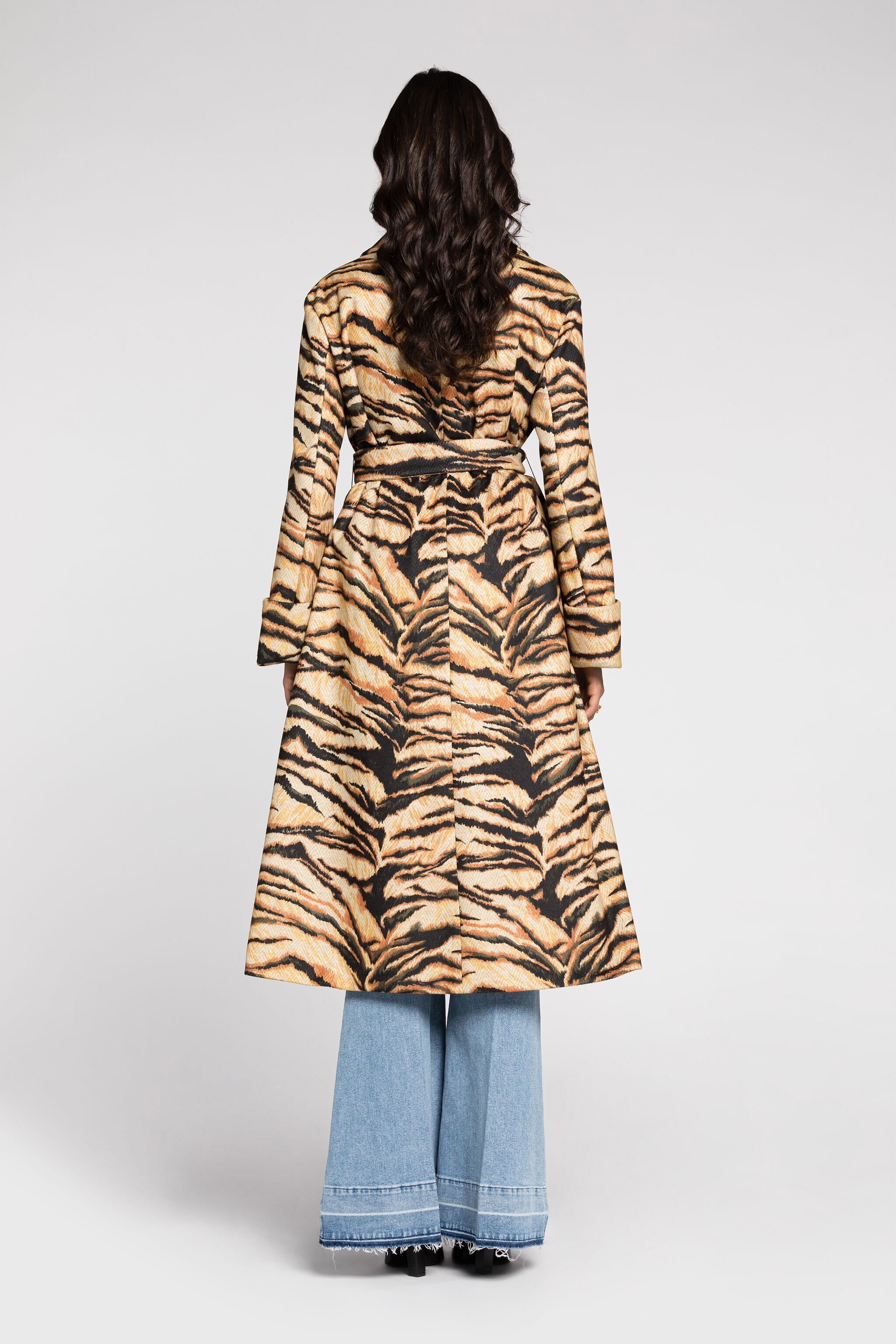 RC Freedom-print belted coat Light Brown RKT507-7QH36