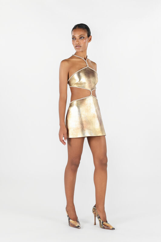 RC Cut-Out Short Dress with Ropes Gold UWP102-PN003