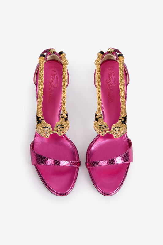 RC Sandalias metalizadas con tacón y tigres Fucsia UKS030-PZ579