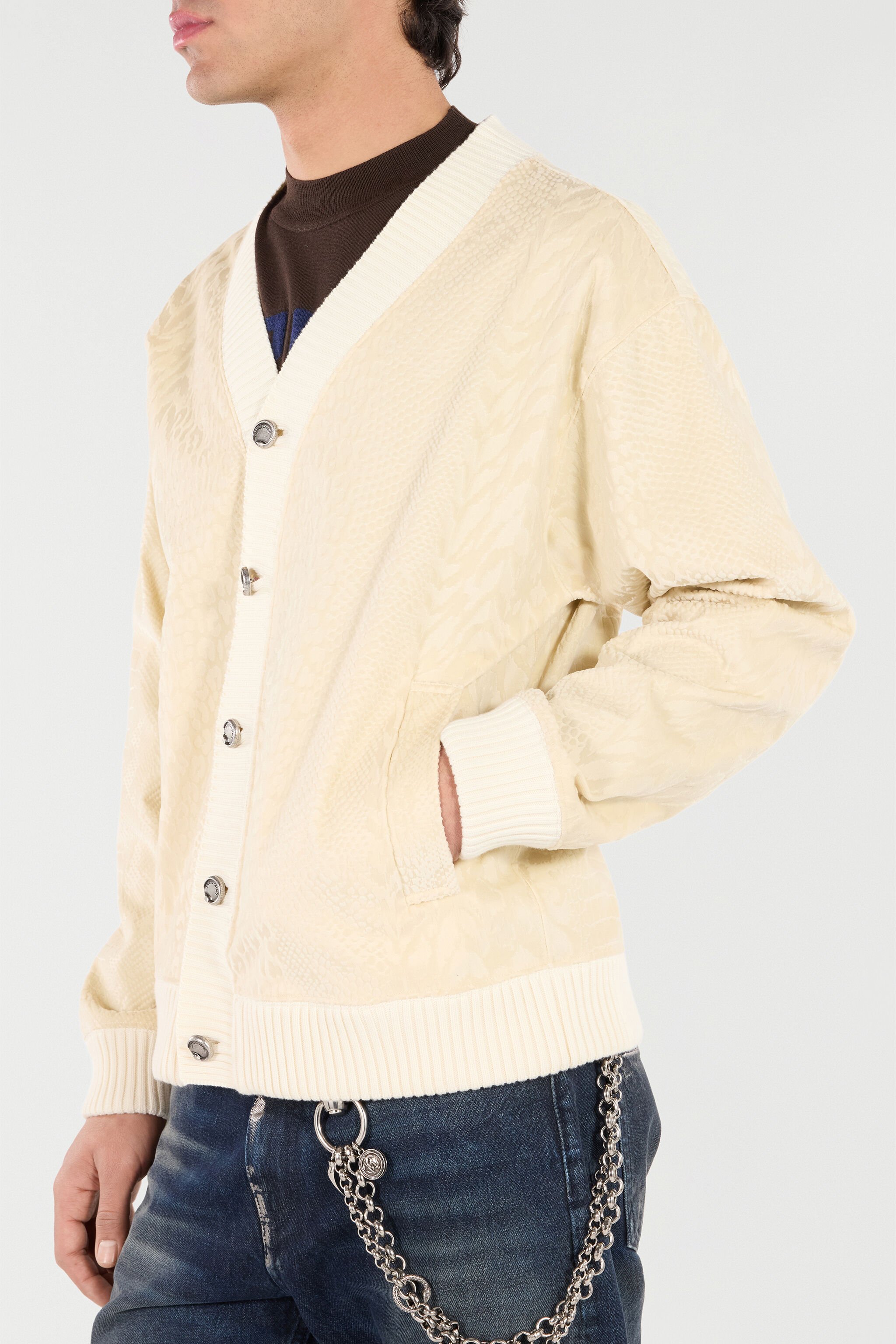 RC Sweat-Shirt Style Cardigan À Imprimé Python Marron clair URT66Y-CJ007