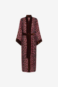 ${brand} Cappotto con cintura stampa Leopard ${colorDescription} ${masterID}