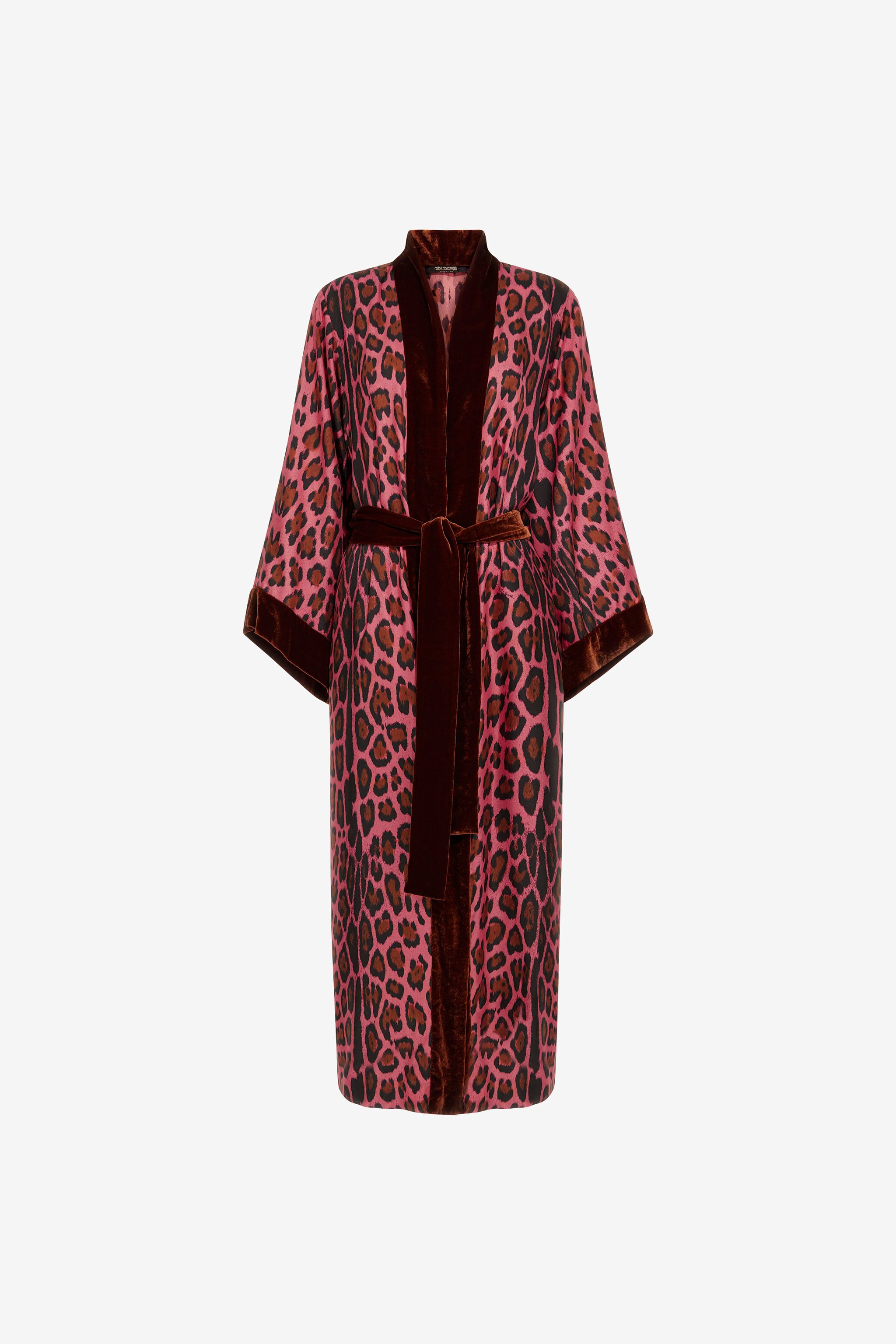 RC Belted coat with Leopard print Fuchsia RWT504-4QI13