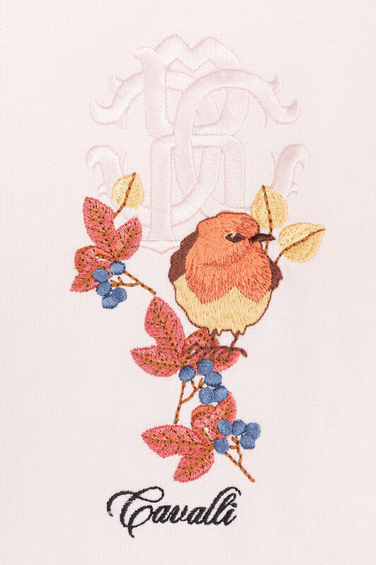 JU Sweat à capuche zippé à broderie oiseau Rose RJT90T-CF050