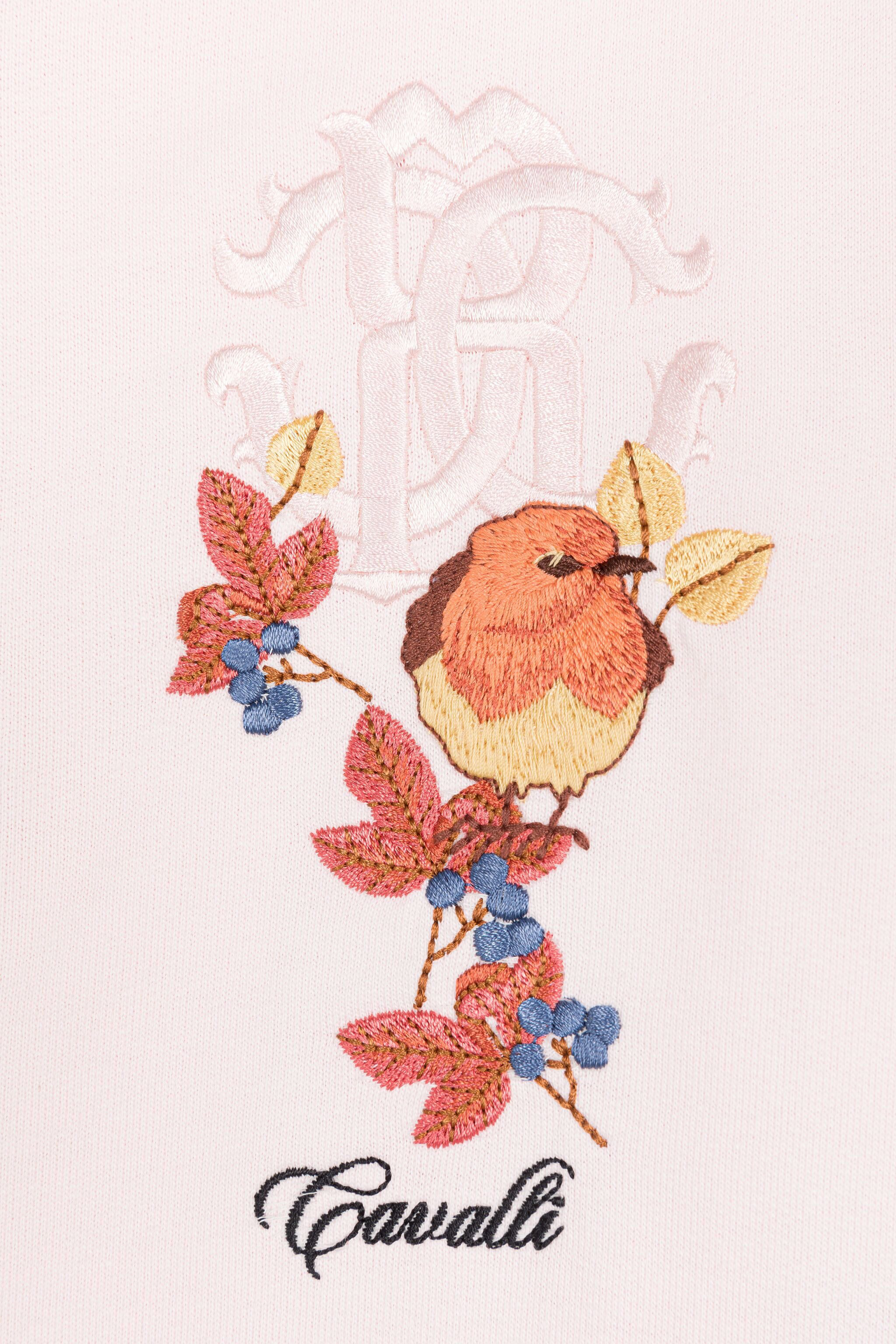 JU Sweat à capuche zippé à broderie oiseau Rose RJT90T-CF050