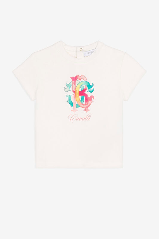 JU Colour-block monogram-print T-shirt White QJT651-JV025