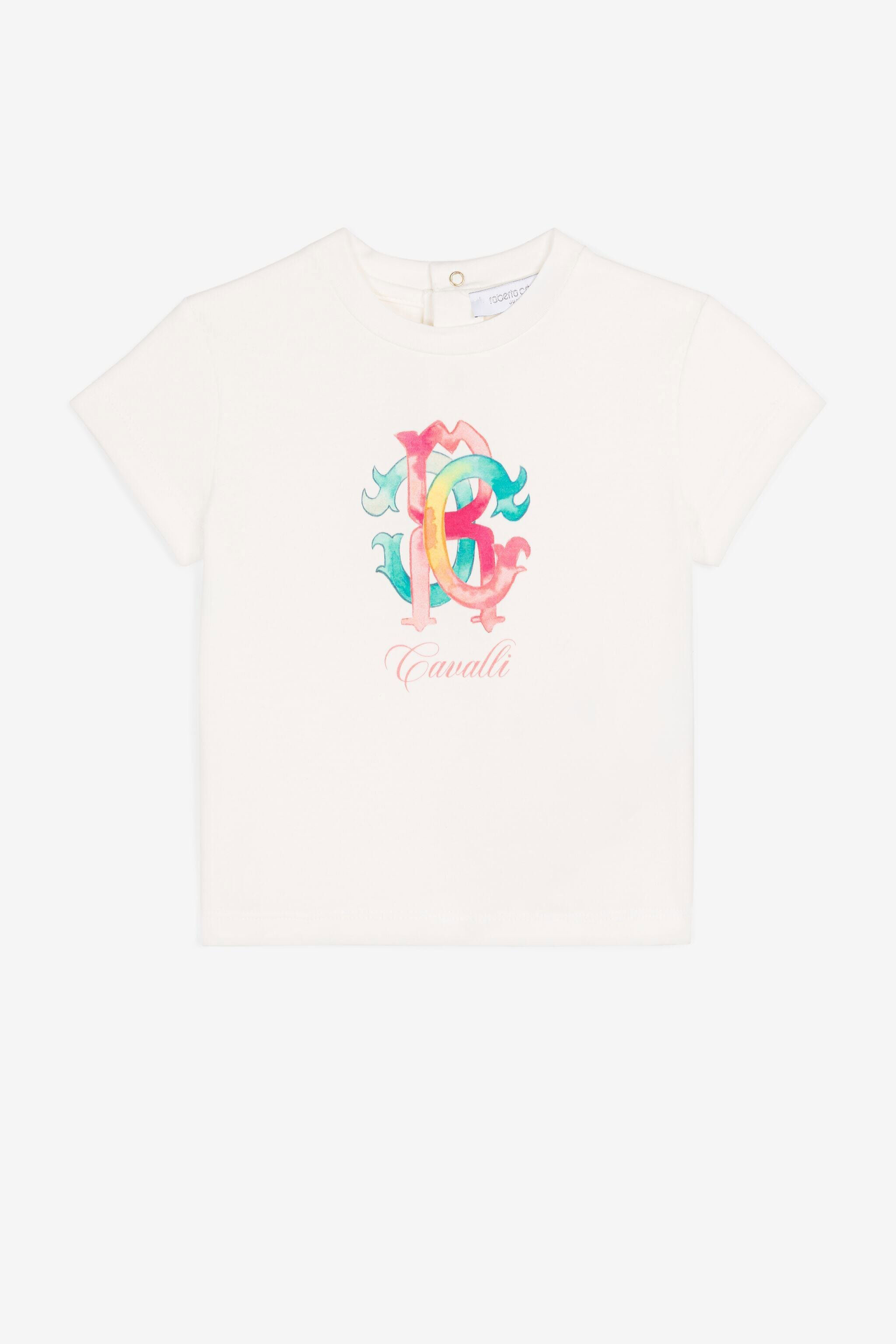 JU Colour-block monogram-print T-shirt White QJT651-JV025