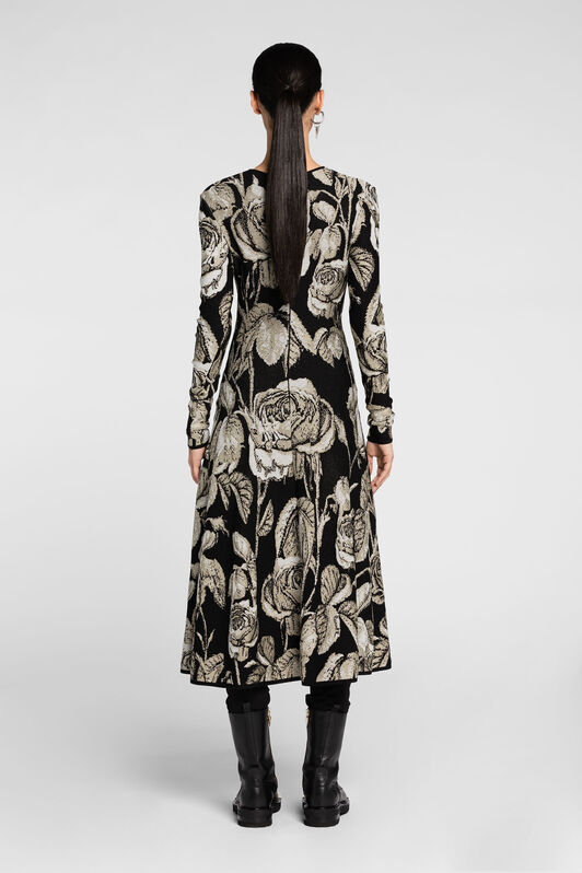 RC Rose-Jacquard Cut-Out Dress SILVER/BLACK PQM103-MI150