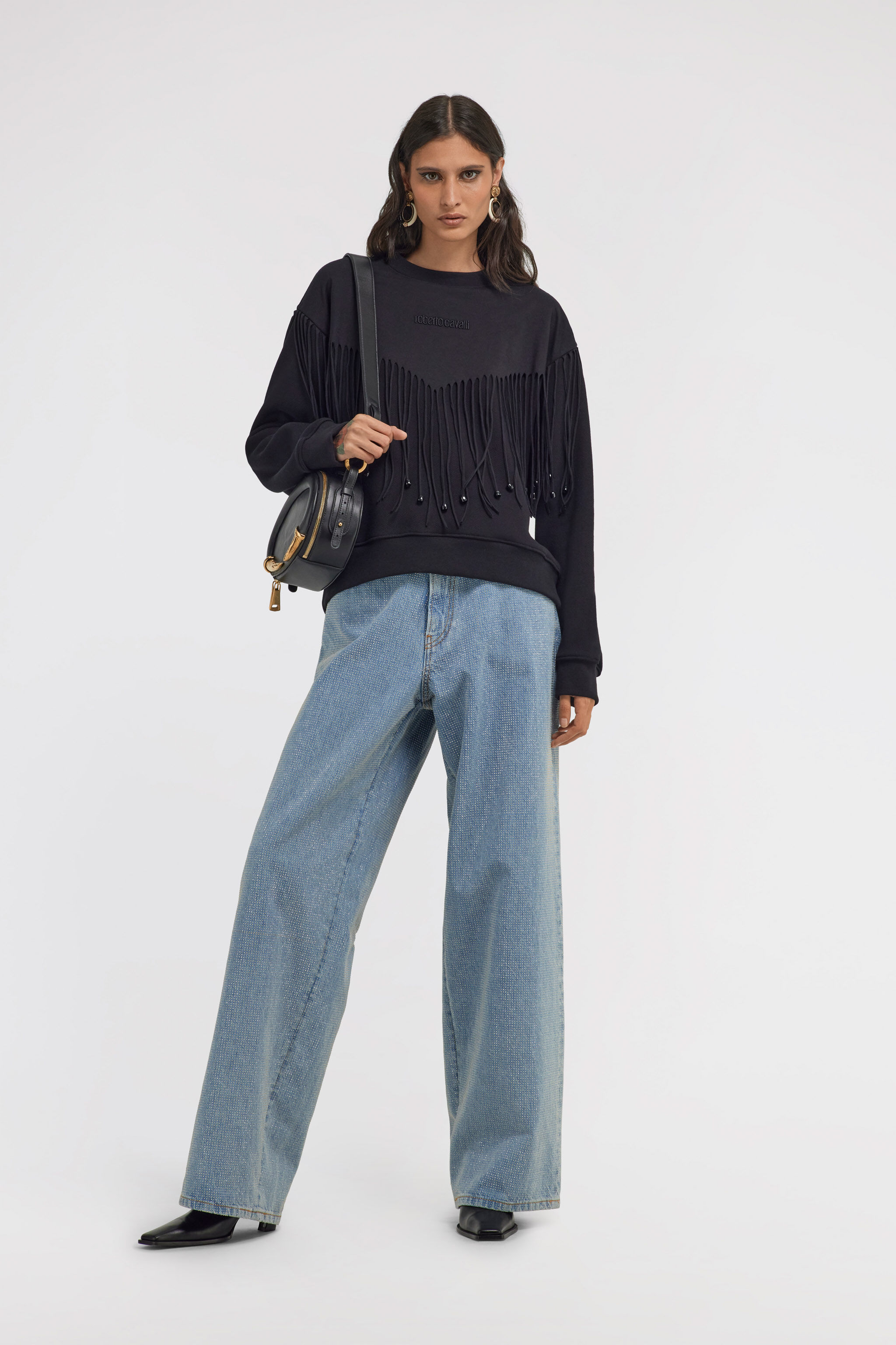 RC Sweatshirt with Fringe NERO 191101 TKT66D-CF020