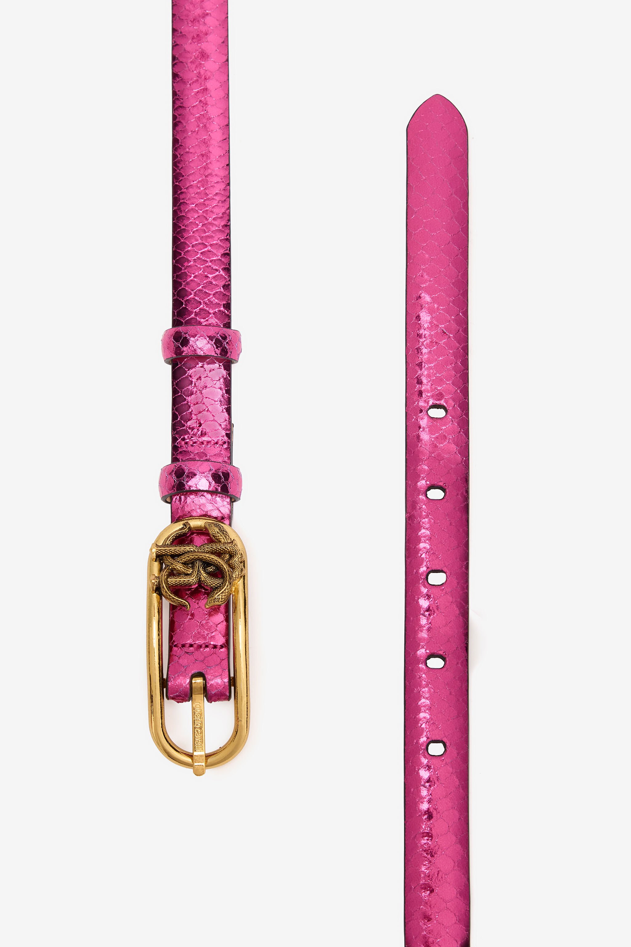 RC Laminated Leather Belt with Snake Print Fuchsia SKC005-PZ579