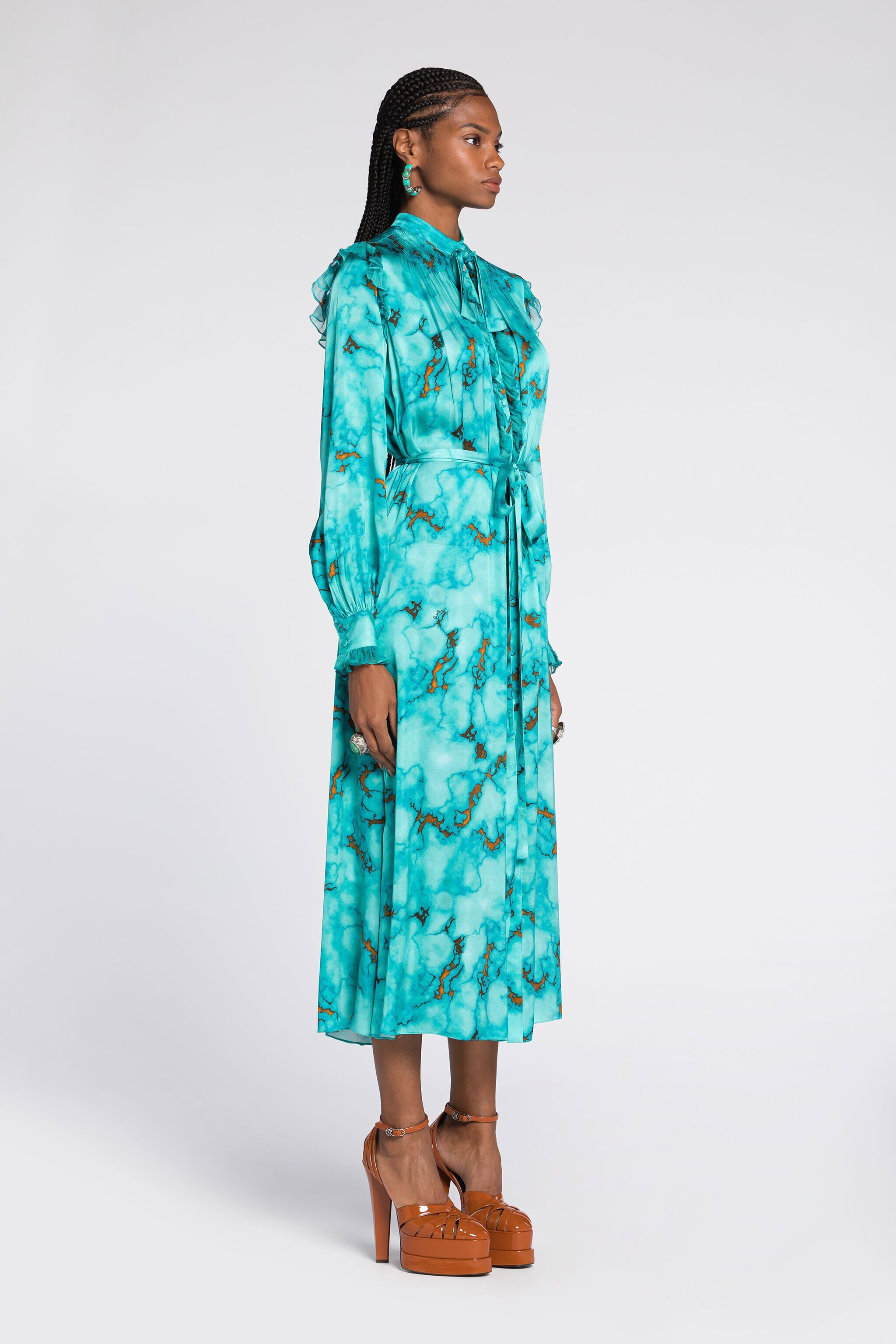 RC Marble-Print Shirt Dress Light blue RKT106-SZH62