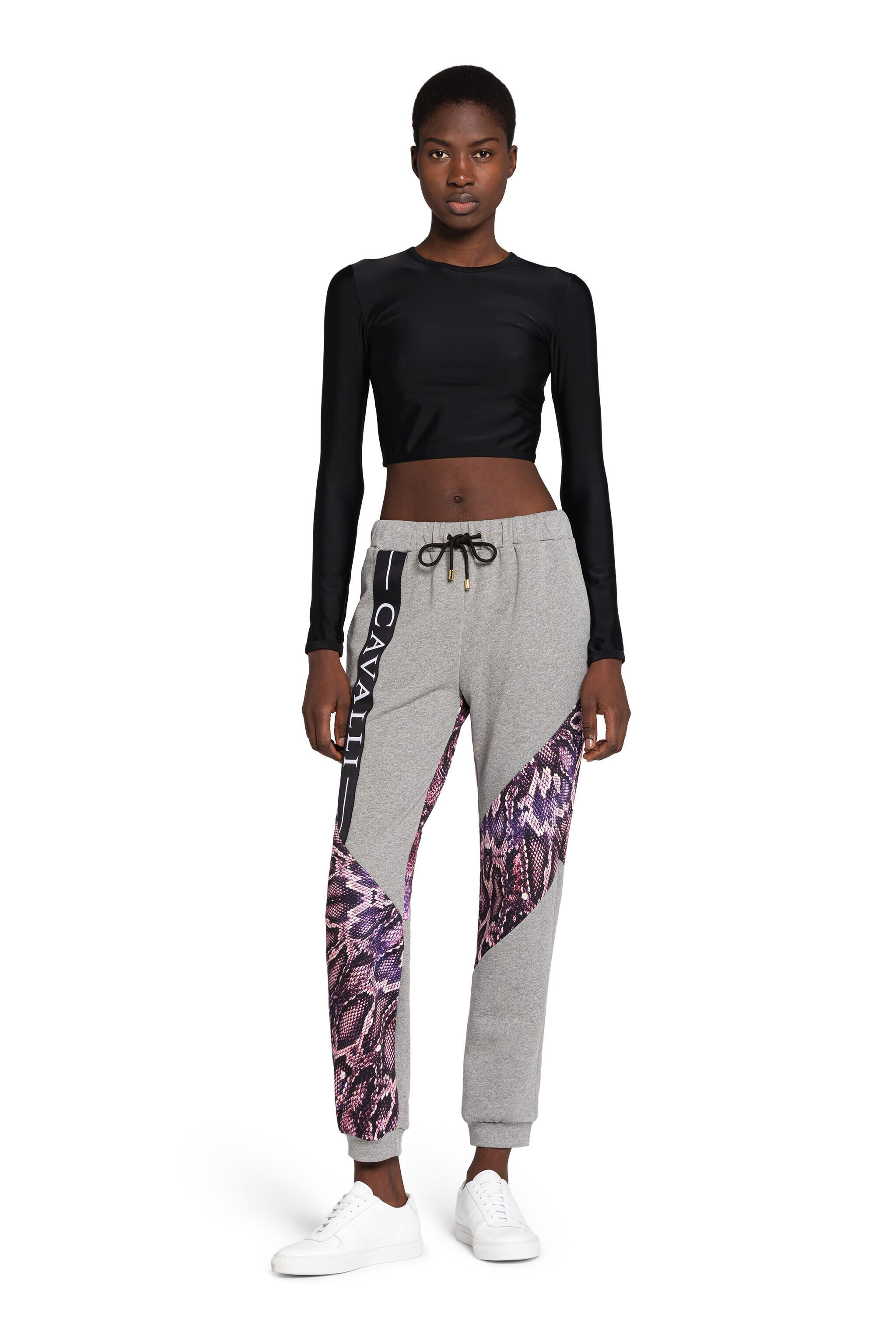 RC Python-Print Panelled Sweatpants Gris/Violet IST25F-5OE09