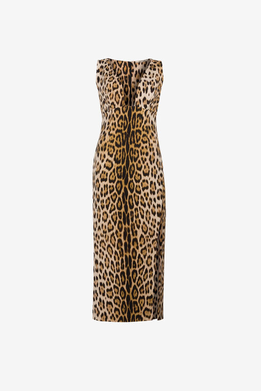 RC Kleid mit Jaguar-Print Hellbraun QKT119-7OF53