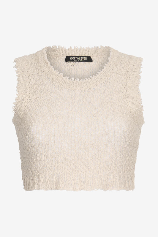 RC Top en Maille Texturée Ivoire Marron clair UWM606-ME005