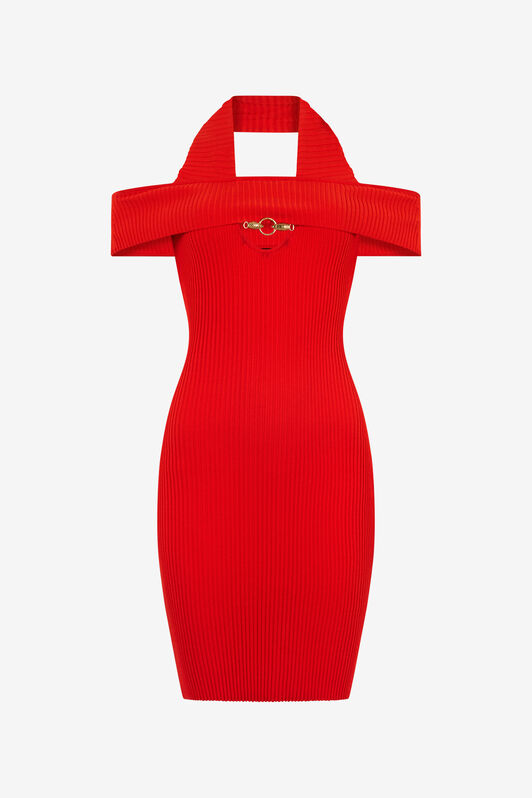 JC Short Rib-Knit Dress Red UFT166-UF232