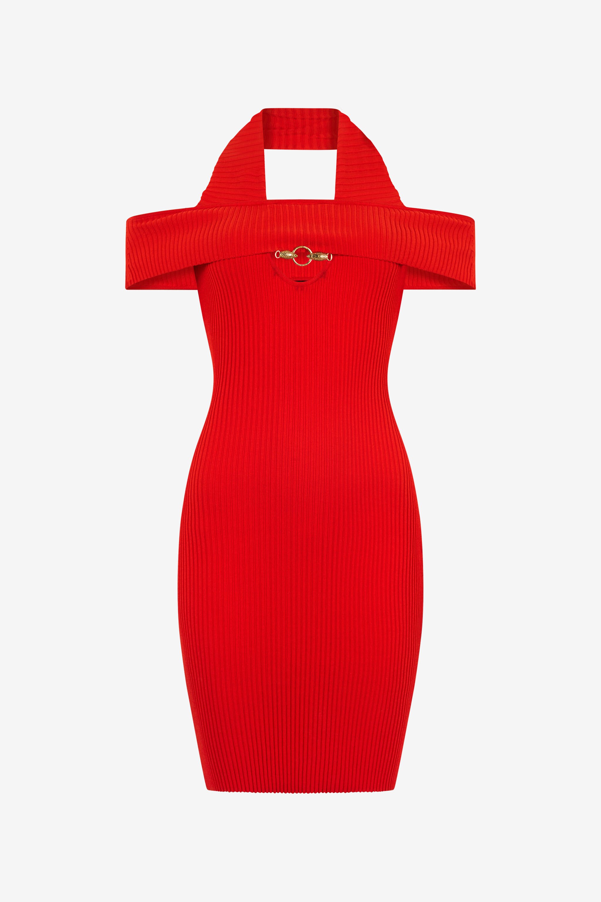 JC Short Rib-Knit Dress Red UFT166-UF232