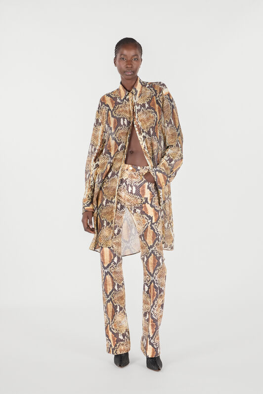 RC Python Print Shirt Dress Light Brown UWT160-OPN93