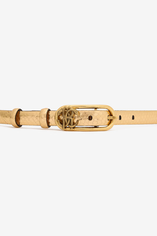 RC Snake-Print Laminated Leather Belt Gold SKC005-PZ579