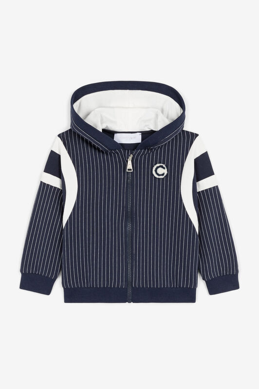 JU C Logo-Appliqué Striped Hoodie Dark blue OJT90C-HUC77