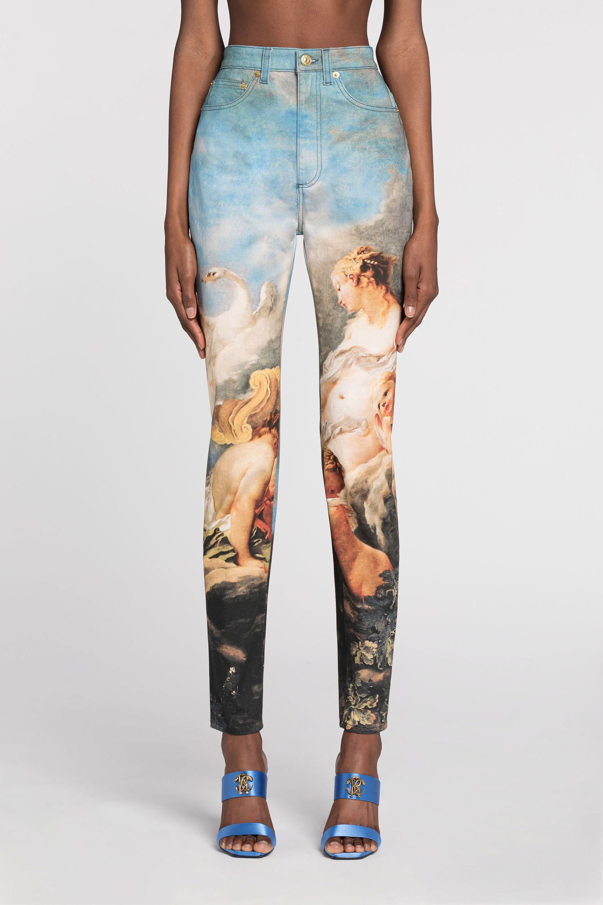 RC Graphic-print high-waisted skinny jeans Light blue QWJ233-DAG38
